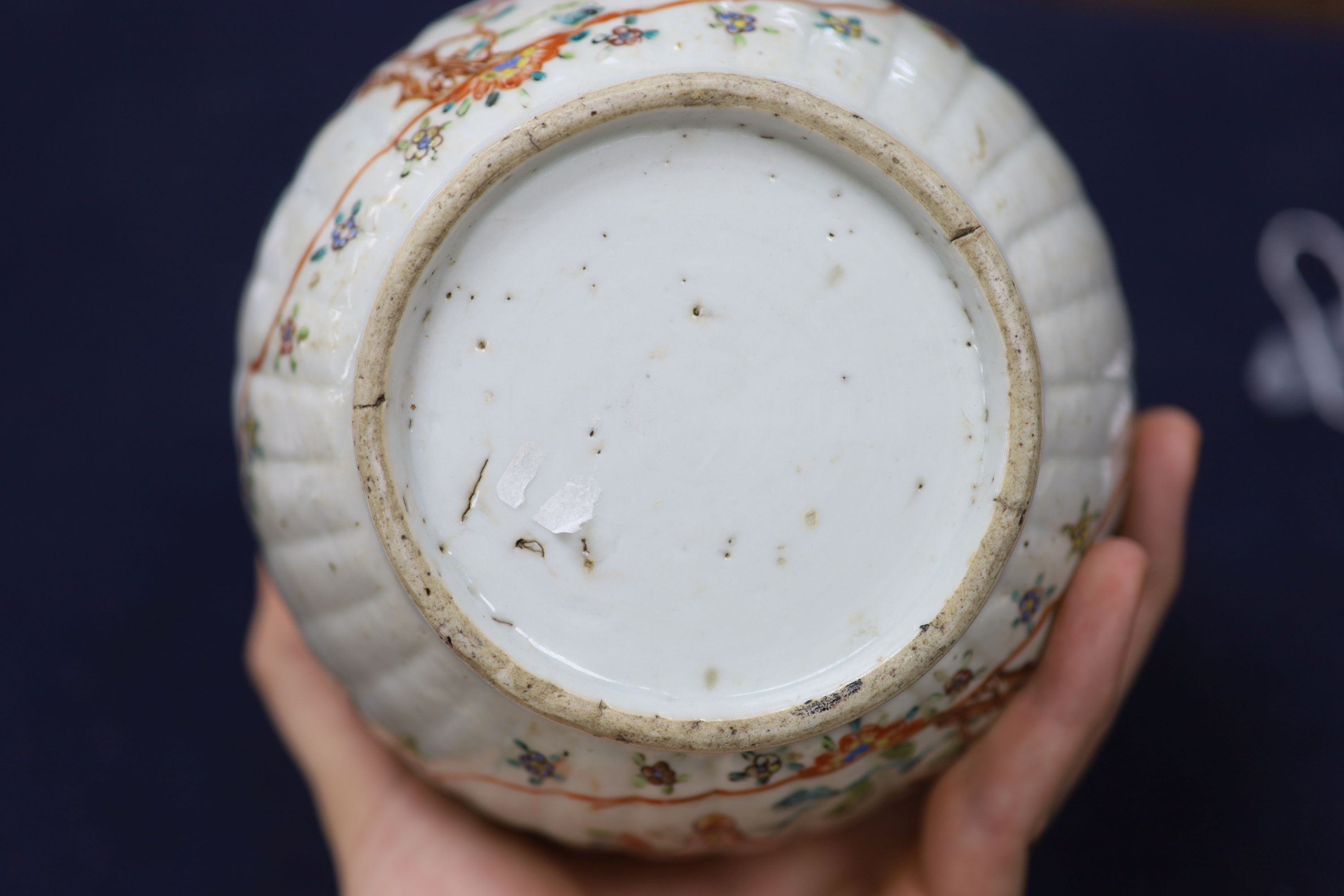 A Chinese Qianlong period bottle vase, reduced, height 29.5cm, and a Chinese plate with signature on back